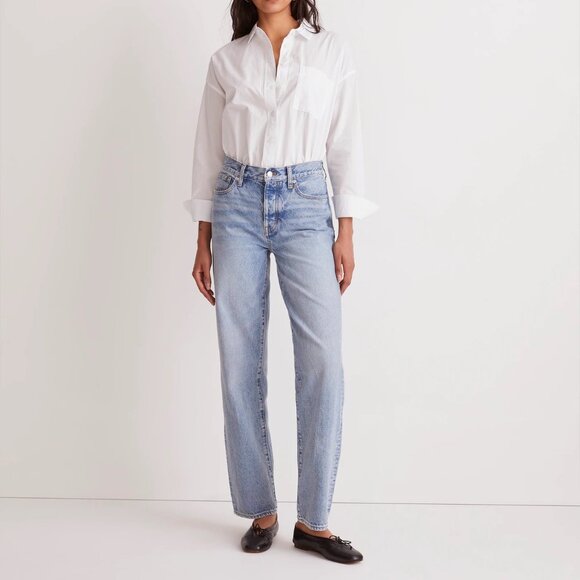 Madewell - Petite Low-Slung Straight Jeans in Olvera Wash - Picture 1 of 14